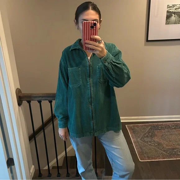 Vintage Sutton Supply Co. Teal Corduroy Zip Jacket (M) 100% cotton - Picture 2 of 8